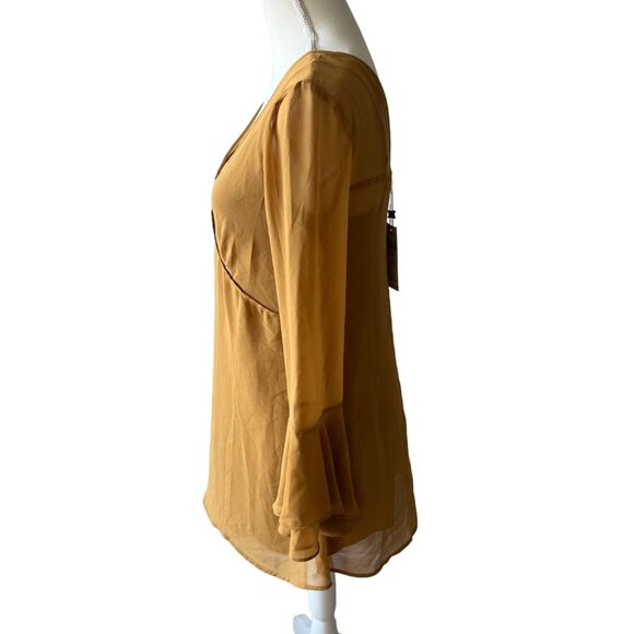 BCBGENERATION Camel Tan Peasant Dress Size XXS NEW - Picture 2 of 4